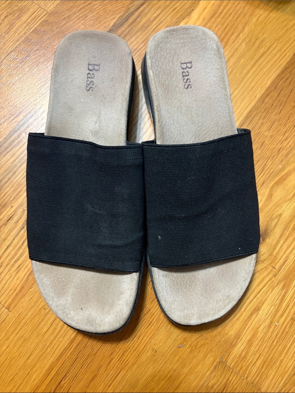 Bass Black Wide-Band Slide Sandals